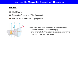 Lecture 14. Magnetic Forces on Currents. Outline