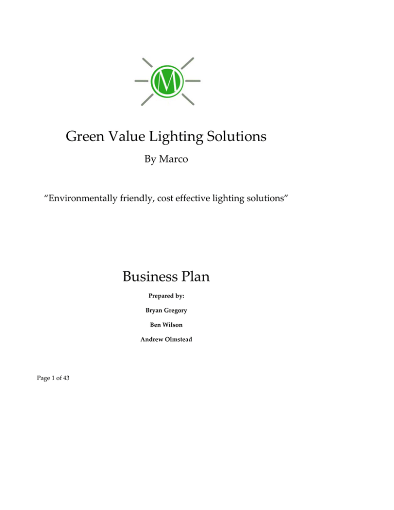 lighting company business plan