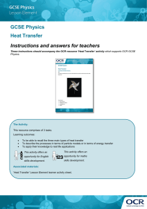 Heat transfer activity - Teacher instructions
