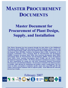 Master Document for Procurement of Plant Design, Supply, and