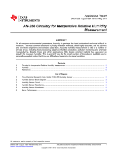 AN-256 Circuitry for Inexpensive Relative Humidity Measurement