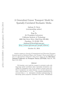A Generalized Linear Transport Model for Spatially