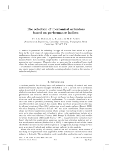 The selection of mechanical actuators based on performance indices