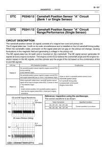 DTC P0340/12 Camshaft Position Sensor ”A” Circuit (Bank 1 or