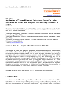 Application of Natural Product Extracts as Green Corrosion Inhibitors