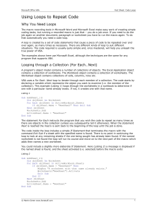 Using Loops to Repeat Code - Martin Green`s Office Tips