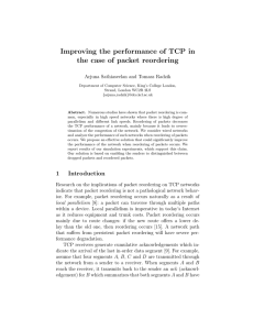 Improving the performance of TCP in the case of packet reordering