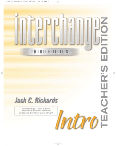 Interchange Third Edition Teacher`s Edition revision prepared by