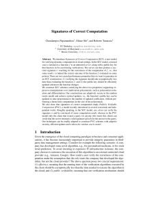 Signatures of Correct Computation 1 Introduction