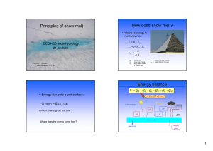 Principles of snow melt How does snow melt? Energy balance