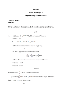 Model Test Paper -I Note: 1. Attempt all questions. Each question