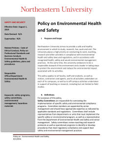 Policy on Environmental Health and Safety