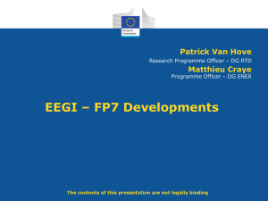 SmartGrids in FP Energy - Smart Grids European Technology Platform