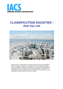 CLASSIFICATION SOCIETIES - their key role