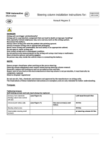 Steering column installation instructions for