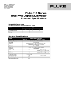 Fluke 110 Series True-rms Digital Multimeter Extended Specifications