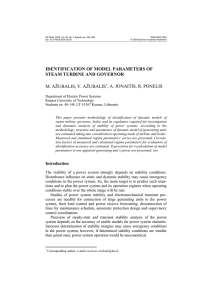 IDENTIFICATION OF MODEL PARAMETERS OF STEAM TURBINE