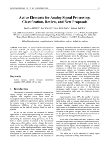 Active Elements for Analog Signal Processing: Classification