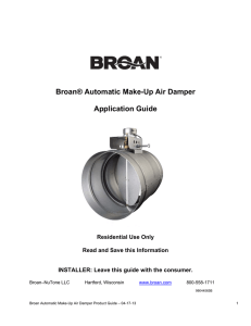 Broan® Automatic Make-Up Air Damper Application Guide