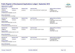 Public Register of Development Applications Lodged
