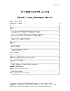 Test Requirement Catalog Generic Clues, Developer