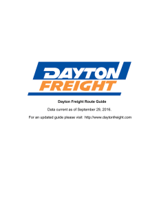 Dayton Freight Route Guide Data current as of September 20, 2016