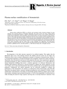 Plasma-surface modification of biomaterials