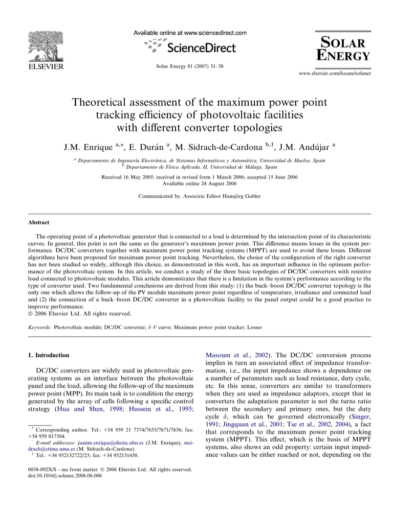 Theoretical Assessment Of The Maximum Power Point Tracking