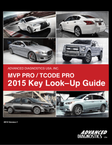 MVP PRO / TCODE PRO 2015 Key Look–Up Guide