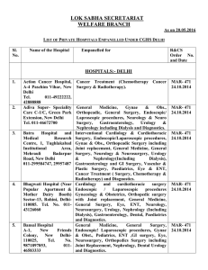 List of Private Hospitals Empanelled Under CGHS Delhi