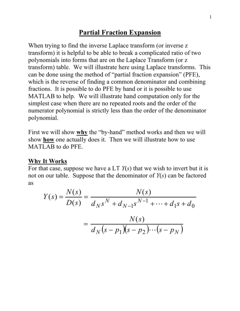 Partial Fraction Expansion Via MATLAB