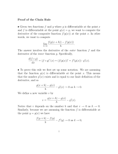 Proof of the Chain Rule • Given two functions f and g where g is