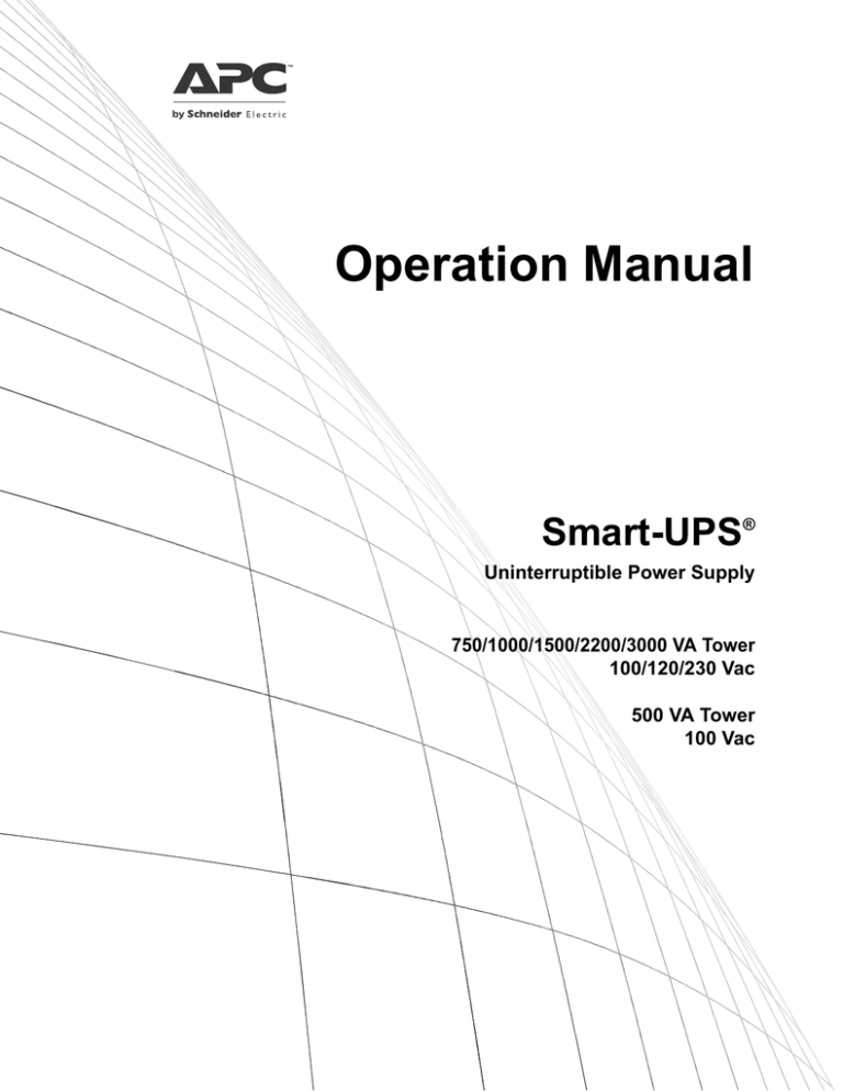 SmartUPS UPS Operation Manual Proface