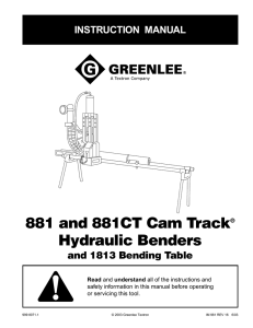 881 and 881CT Cam Track® Hydraulic Benders