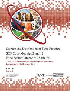 Storage and Distribution of Food Products SQF Code Modules 2 and