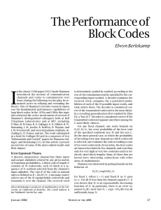 The Performance of Block Codes, Volume 49, Number 1