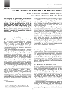 Theoretical Calculation and Measurement of the Hardness of Diopside