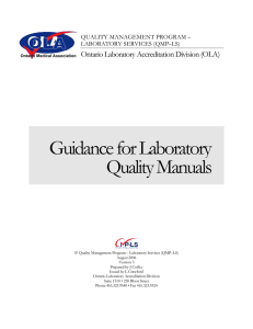 Guidance for Laboratory Quality Manuals