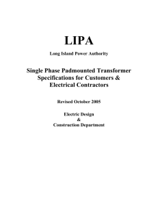 Single Phase Padmounted Transformer Specifications for