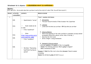 Déroulement de la séquence : « DESCRIBING WHAT IS HAPPENING