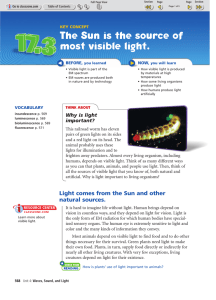 The Sun is the source of most visible light.