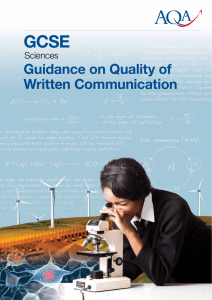 GCSE Sciences Exemplar Quality of Written Communication