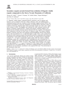 Secondary organic aerosols formed from oxidation of biogenic