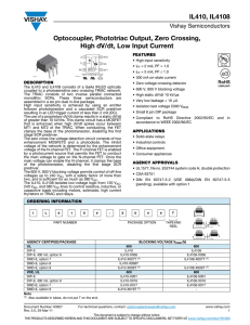 Optocoupler, Phototriac Output, Zero Crossing, High dV/dt, Low