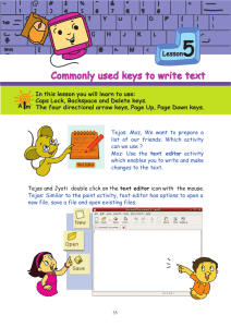 Commonly used keys to write text