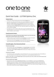 Quick Start Guide – LG P500 Optimus One