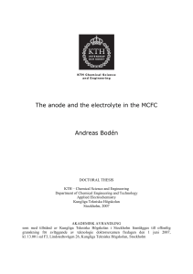 The anode and the electrolyte in the MCFC Andreas Bodén
