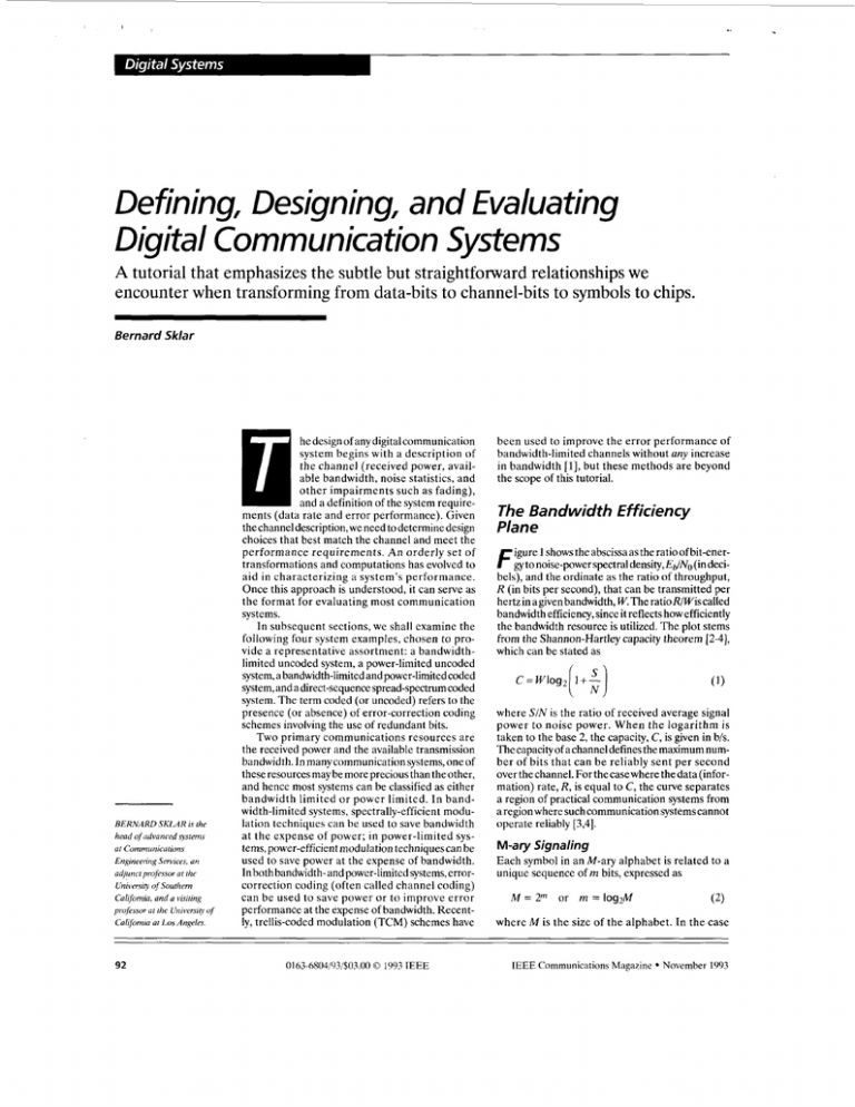 Defining, designing, and evaluating digital communication systems