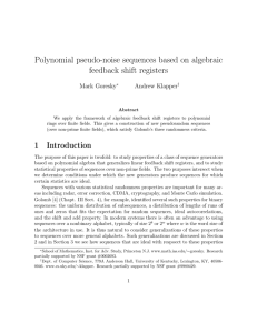 Polynomial pseudo-noise sequences based on algebraic feedback