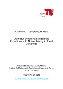 Operator Differential Algebraic Equations with Noise Arising in Fluid